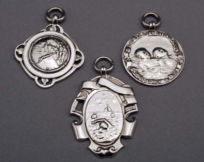 Lifesaving and Swimming Silver Fob Medallions - Set of 3